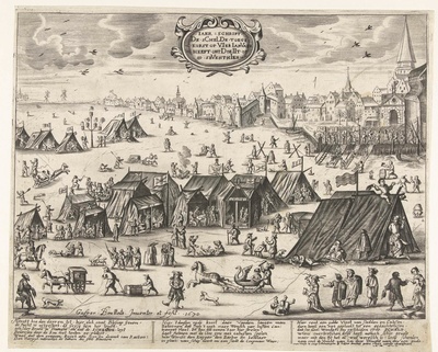 IJsvermaak op de, van 2 tot 17 januari 1670, bevroren Schelde bij Antwerpen.