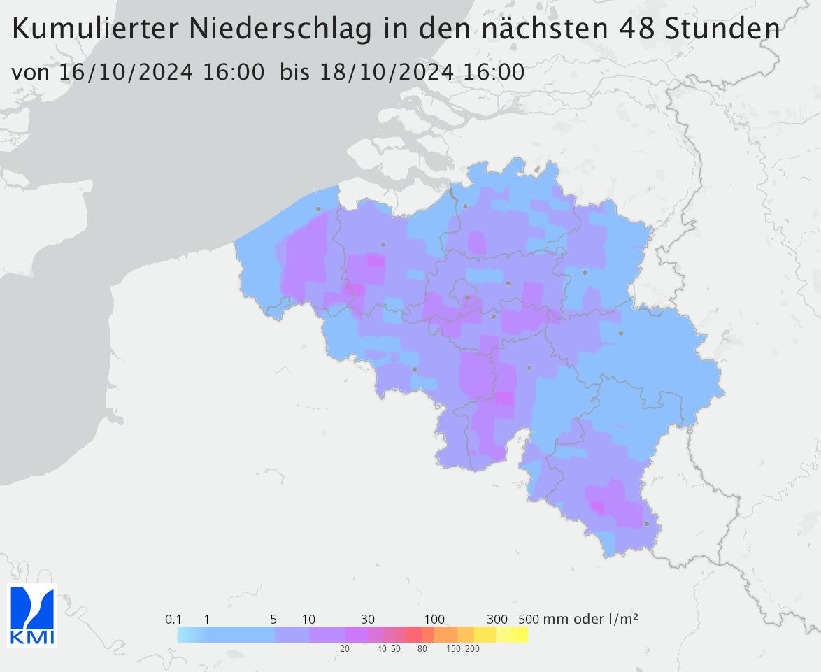 prognostizierte Niederschlagsmenge für die nächsten 24 Stunden